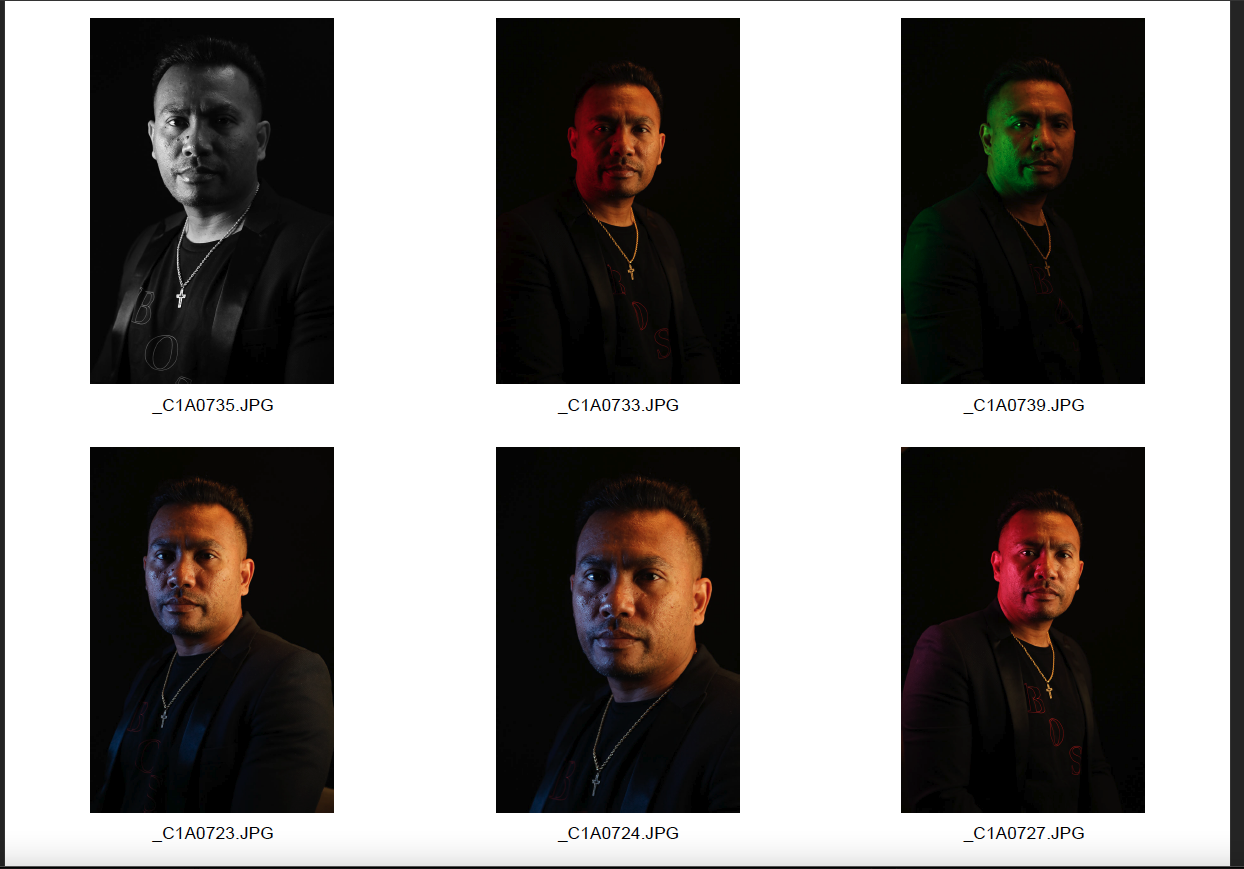 6 Images contact sheet 2nd shoot